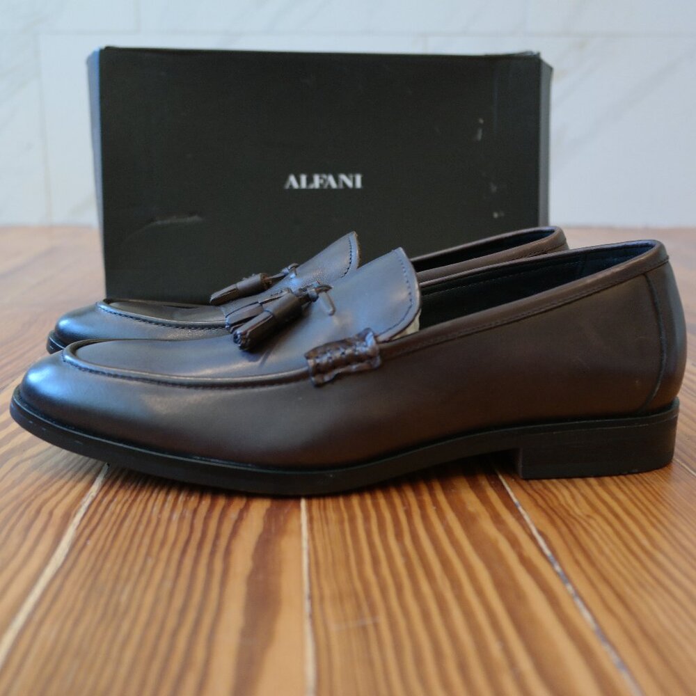 ALFANI Men's Declan Leather Tassel Loafers, Brown Size 8M - Picture 3 of 12